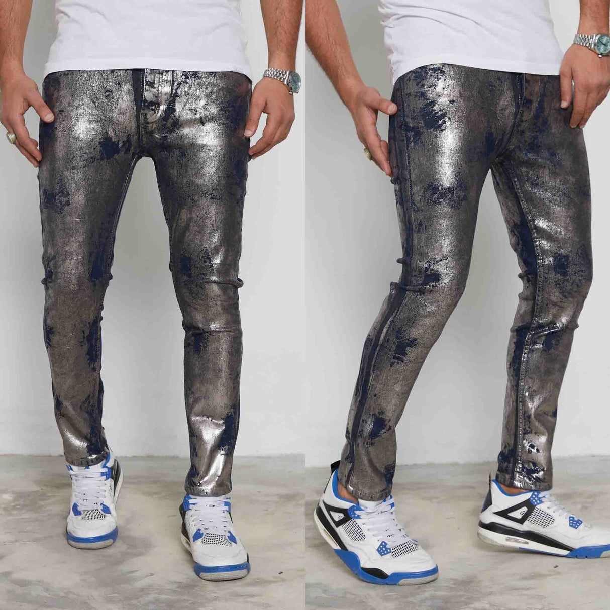 The HXD Skinny Silver _Black_Jeans for men or Tomboy style