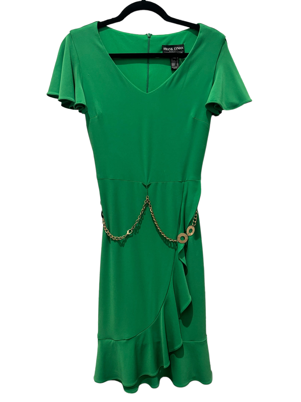 Frank Lyman 201065 Green Dress with gold belt