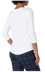 LIVERPOOL 3/4 SLEEVE KNIT TEE IN WHITE LM8226K40
